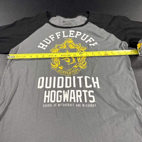 Harry Potter Shirt Hufflepuff Quidditch Womens XL 3/4 Sleeve Gray - Picture 5 of 8